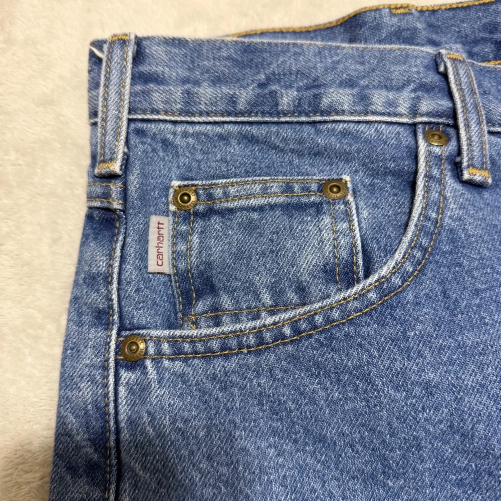 Carhartt Tapered Leg Jeans Mens 46x34 Blue B18 STW Straight Traditional Fit